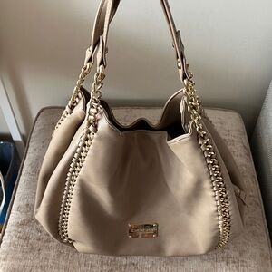 Bebe Colette triple entry Hobo Shoulder Bag with Gold Chain Hardware